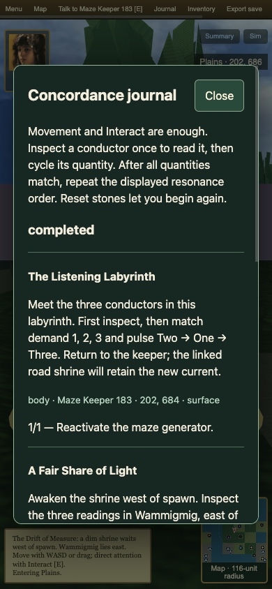 Quest journal displayed on a phone
